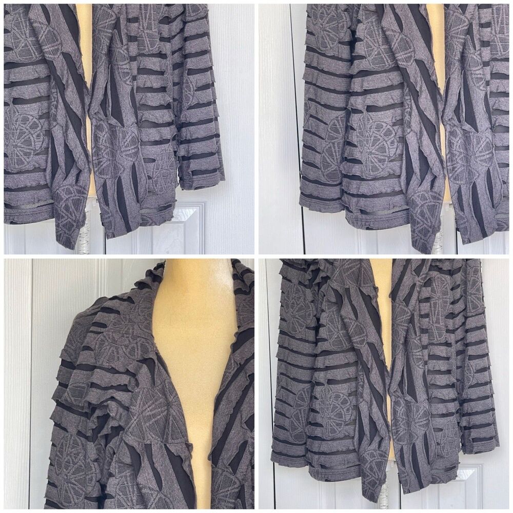 Women’s Sweater Draped Cardigan Size Large Gray Long Sleeve - Picture 10 of 16